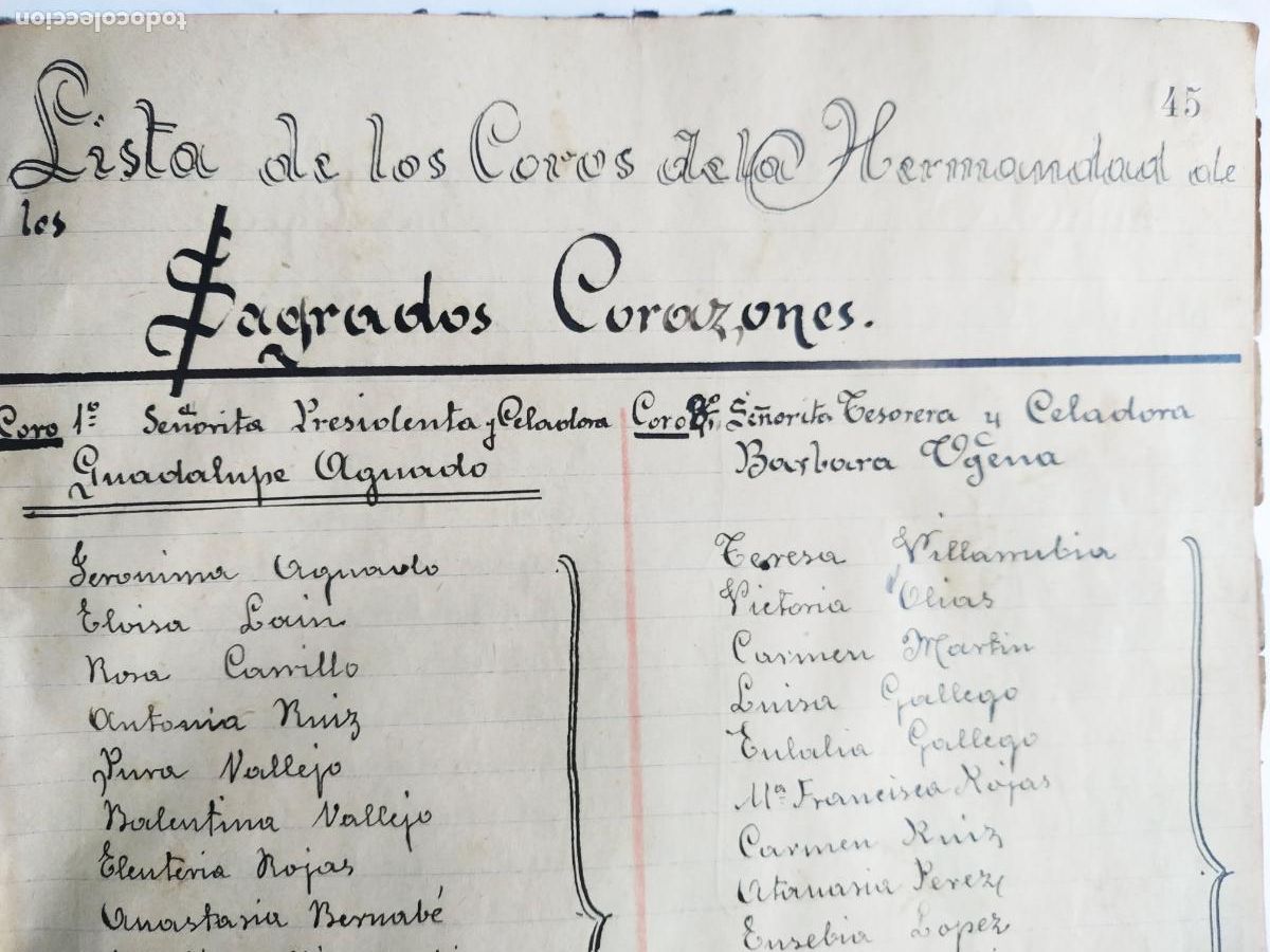 Manuscritos antiguos: Manuscrito Hermanos coraz&oacute;n Jes&uacute;s y Mar&iacute;a Yuncler ( Toledo) 1906-1943
