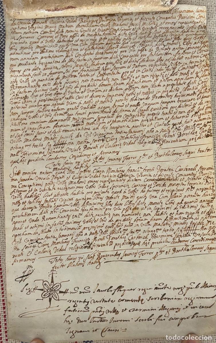 Manuscritos antiguos: Lote de diez documentos en pergamino sobre Menorca - Foto 14