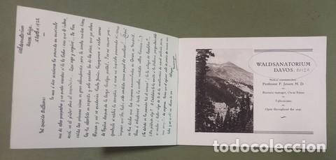 Manuscritos antiguos: DAVOS WALDSANATORIUM &ndash; 1922 &ndash; EJEMPLAR CON CARTA MANUSCRITA A ROBERTO FERN&Aacute;NDEZ BALBUENA