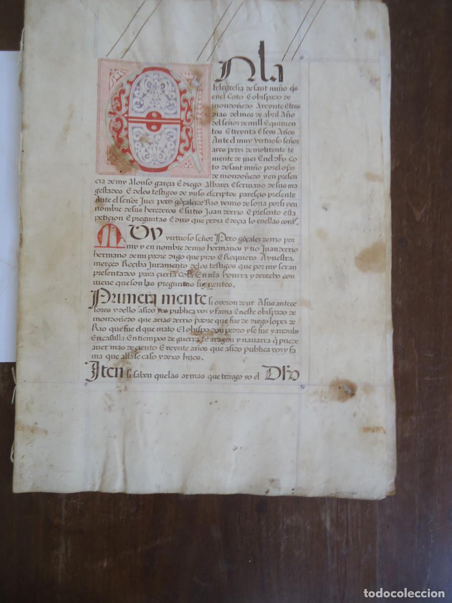 Manuscritos antiguos: Ejecutoria. Galicia. Pedro Gonzalez. San Marti&ntilde;o de Mondo&ntilde;edo 1536. En vitela