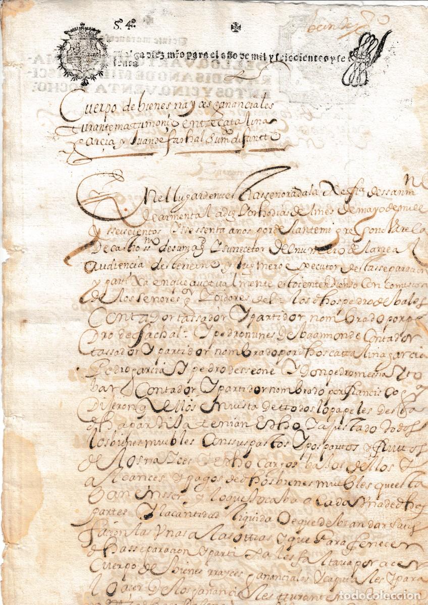 Manuscritos antiguos: SELLO FISCAL 4&ordm; 1658 CON SELLO DE 1660 PARA HABILITAR PARA ESE A&Ntilde;O EL PAPEL