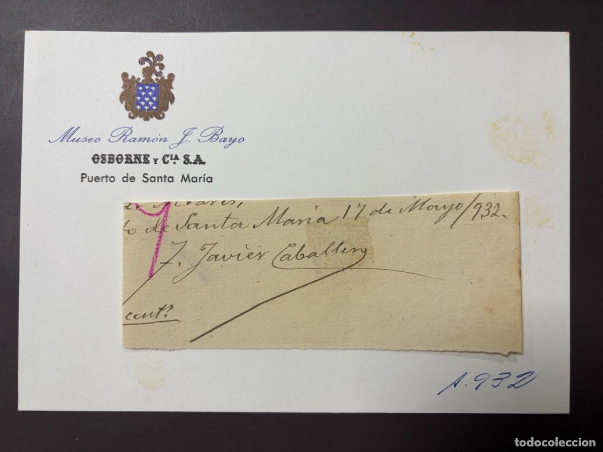Manuscritos antiguos: ETIQUETA FIRMADA POR FRANCISCO JAVIER CABALLERO MALDOQUI &ndash; COMPOSITOR &ndash; EL PTO. STA. MAR&Iacute;A, 1932