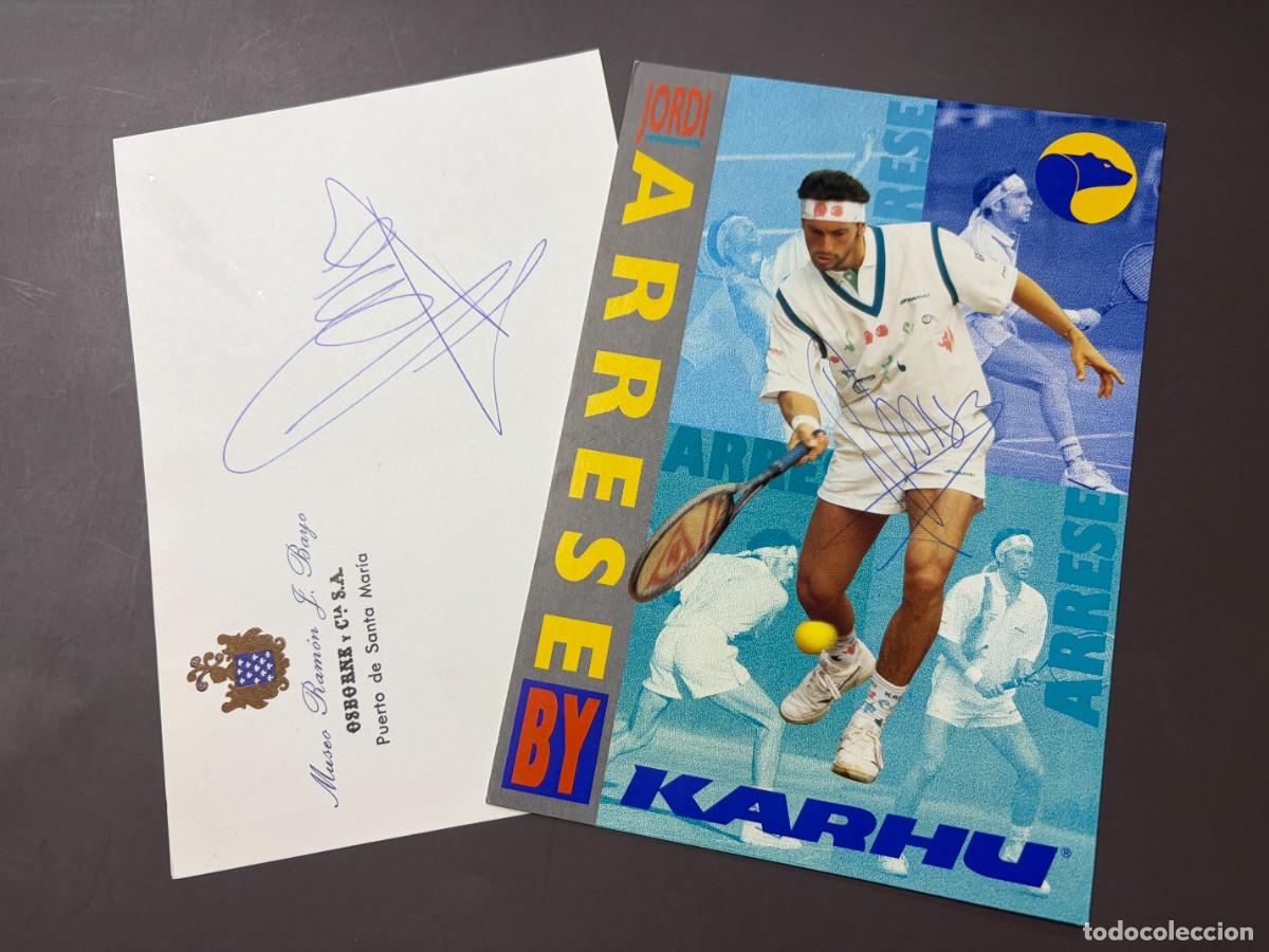 Manuscritos antiguos: DOS AUT&Oacute;GRAFOS ORIGINALES DE JORDI ARRESE &ndash; TENISTA ESPA&Ntilde;OL &ndash; MEDALLA DE PLATA BARCELONA 1992