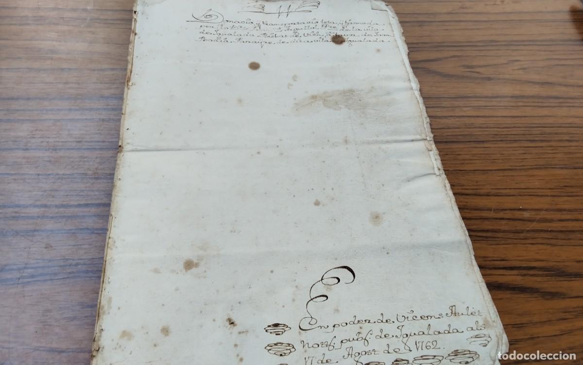 Manuscritos antiguos: IGUALADA-VIC , MANUSCRITO CON TIMBROLOGIA A&Ntilde;O 1762 , 5 PAG , SELLO CUARTO