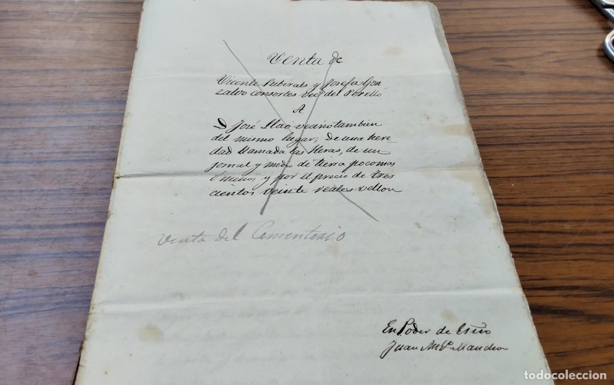 Manuscritos antiguos: EL PERELLO , MANUSCRITO CON TIMBROLOGIA A&Ntilde;O 1842 , 3 PAG