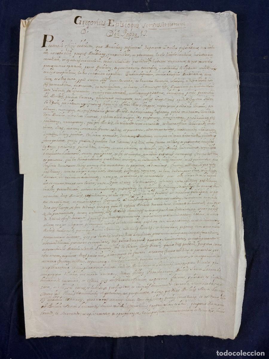 Manuscritos antiguos: Bula San Lorenzo de Belesar - Gregorio XIII - 1582/1699 - Traslado notarial - Buen estado