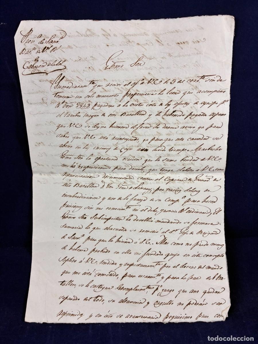 Manuscritos antiguos: Carta Voluntarios Realistas Cabez&oacute;n de la Sal. 183. Manuscrito. Muy bueno. Proceso Militar