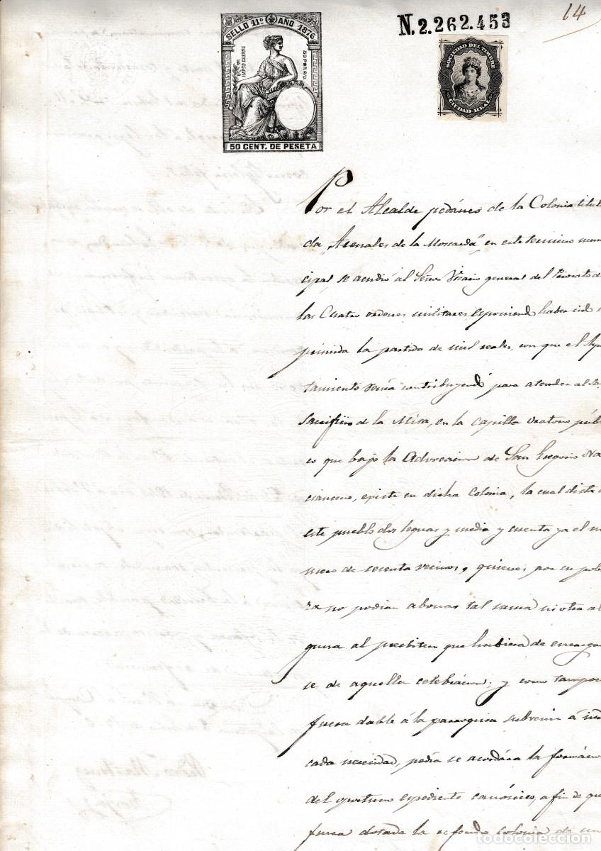 Manuscritos antiguos: 1876 ARENALES DE SAN GREGORIO CAMPO DE CRIPTANA (CIUDAD REAL). SELLO 11&ordm; 50 CTS