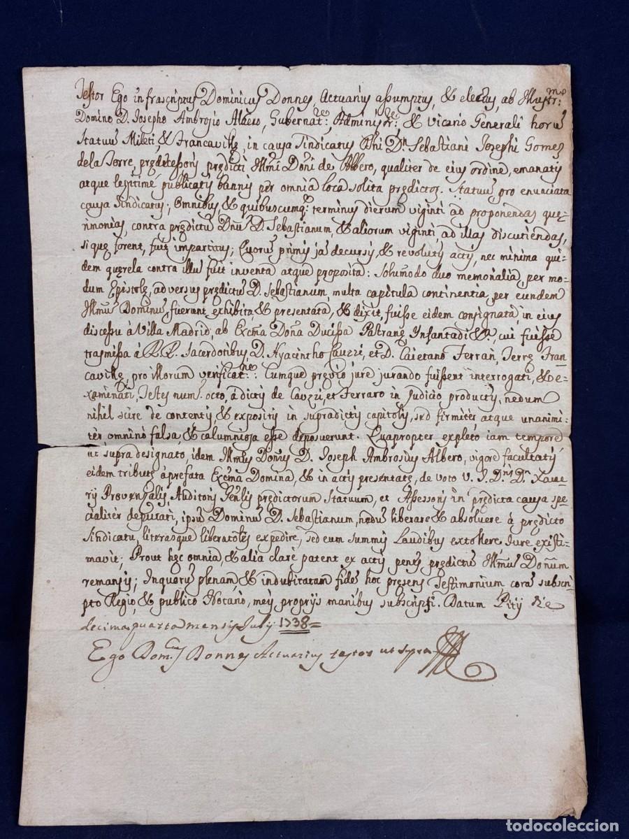 Manuscritos antiguos: Manuscrito sindicatura Mileto-Francavilla. Domingo Donne. G&oacute;mez de la Torre. 1738 Muy bueno