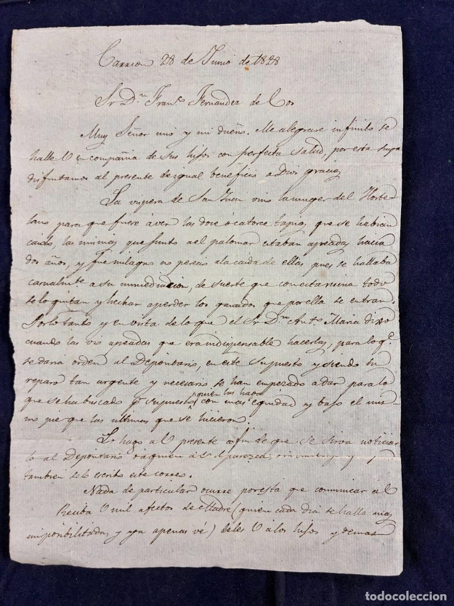 Manuscritos antiguos: Carta administraci&oacute;n rural. Francisco de las Heras. 1828 Francisco Fern&aacute;ndez de Cos. Muy bueno