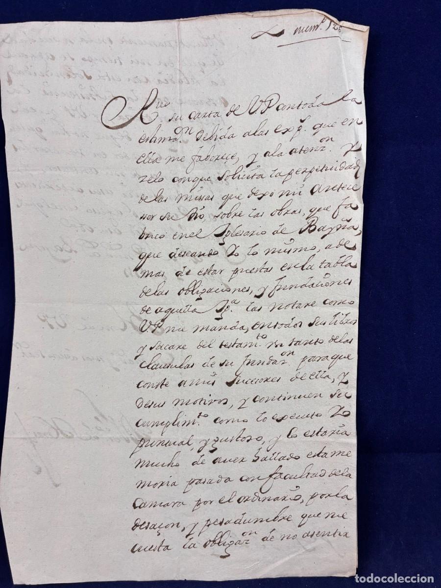 Manuscritos antiguos: Carta manuscrita Bayona/ Baiona. Fernando de Heras 1747? Muy buen estado