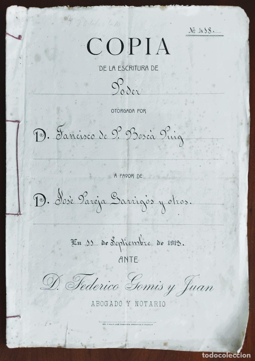 Manuscritos antiguos: ONTENIENTE (VALENCIA) A&Ntilde;O 1913 - SELLO 7&ordf; CLASE 5 PESETAS - ESCRITURA DE PODER