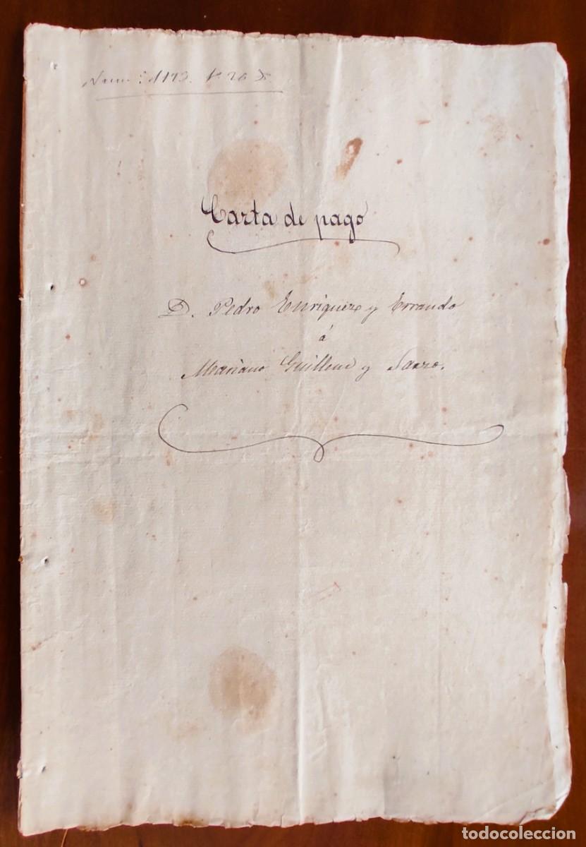 Manuscritos antiguos: VALENCIA 1866 - SELLO 7&ordm; 80 CENT. ESCUDO - CARTA DE PAGO POR TIERRAS EN SOLLANA