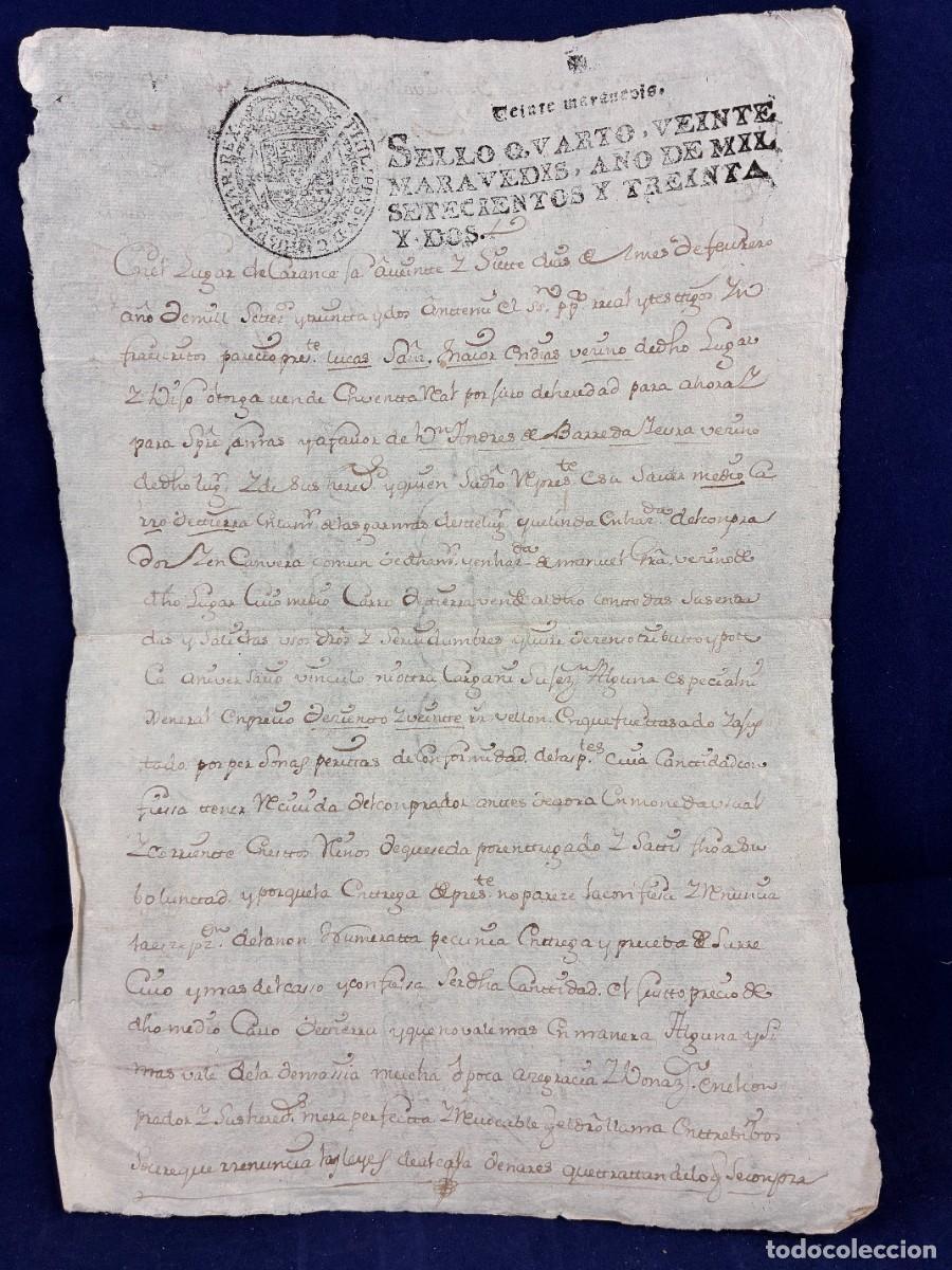 Manuscritos antiguos: Compraventa Caranceja siglo XVIII. Barreda. Cantabria 1732 Manuscrito original Muy buen estado