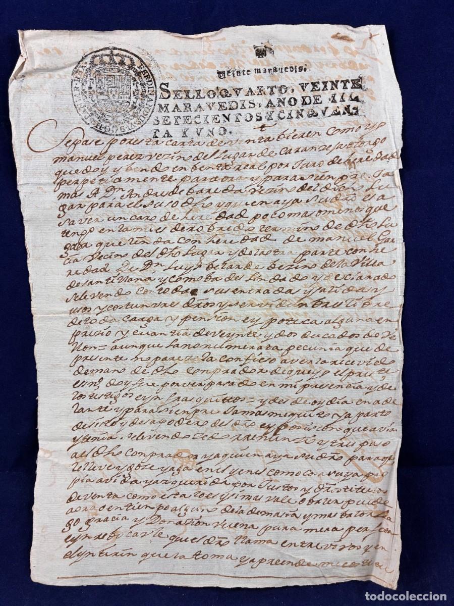 Manuscritos antiguos: Compraventa Caranceja. Manuel P&eacute;rez. 1751. Manuscrito. Muy buen estado