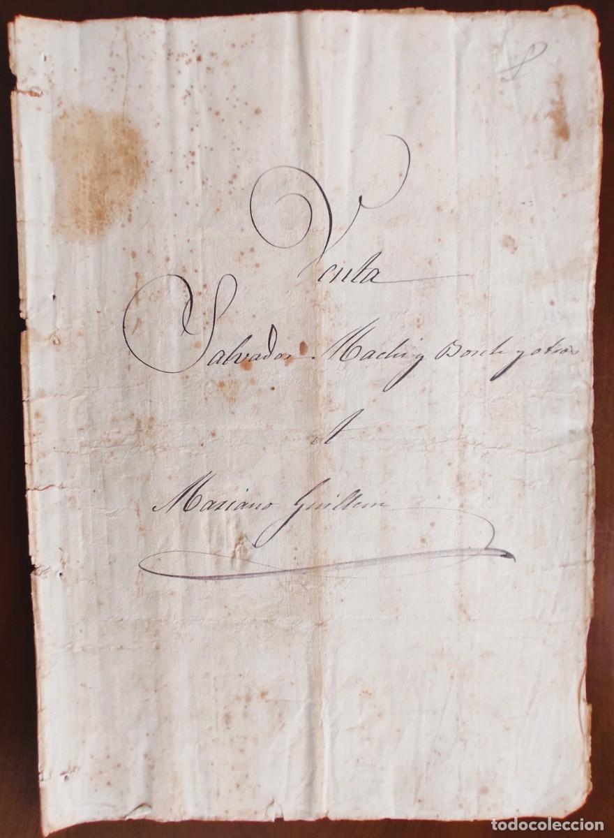 Manuscritos antiguos: VALENCIA 1852 - (2) SELLO 2&ordm; 8 REALES - ESCRITURA VENTA TIERRAS EN SOLLANA