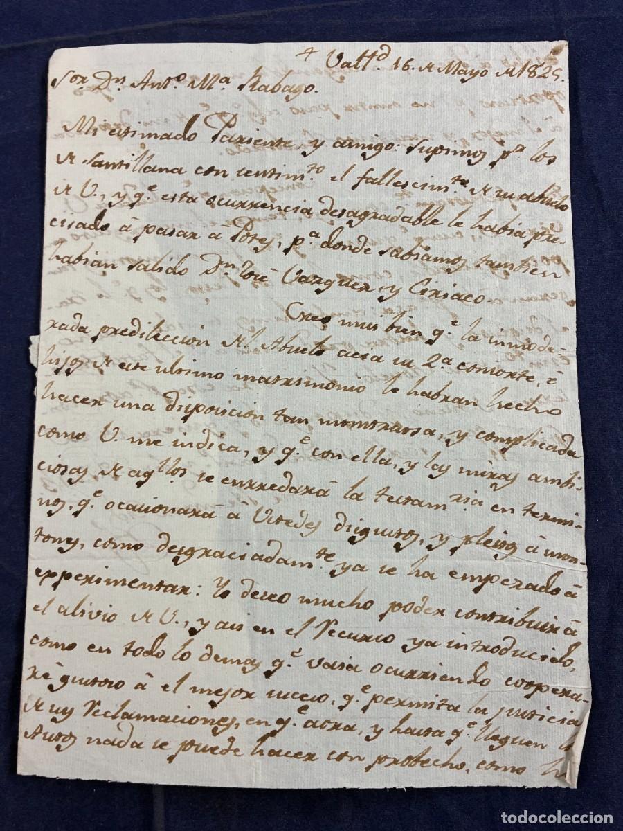 Manuscritos antiguos: Carta herencia Antonio M. R&aacute;bago, Jos&eacute; Ramirez Cid 1825 Manuscrito Valladolid Buen estado