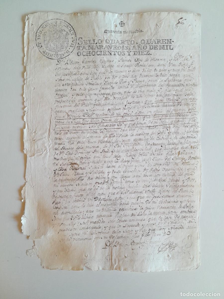Manuscritos antiguos: PAPEL TIMBRADO DE SELLO CUARTO A&Ntilde;O 1810 - AS PONTES DE GARC&Iacute;A RODR&Iacute;GUEZ (A CORU&Ntilde;A, GALICIA)