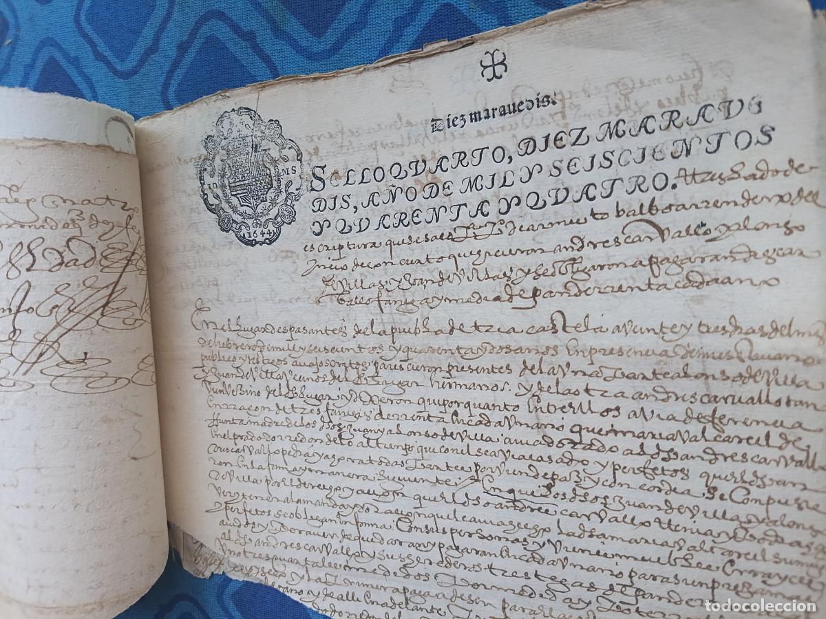 Manuscritos antiguos: Redondela, Triacastela, Lugo, Pradolongo, Galicia. Sellos fiscales (6) documento seccionado