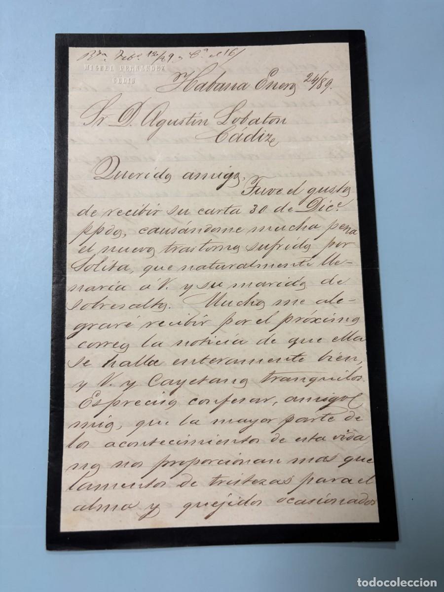 Manuscritos antiguos: CARTA DE MIGUEL FERNANDO SELIS A AGUST&Iacute;N LOBATON - HABANA-C&Aacute;DIZ, 1889