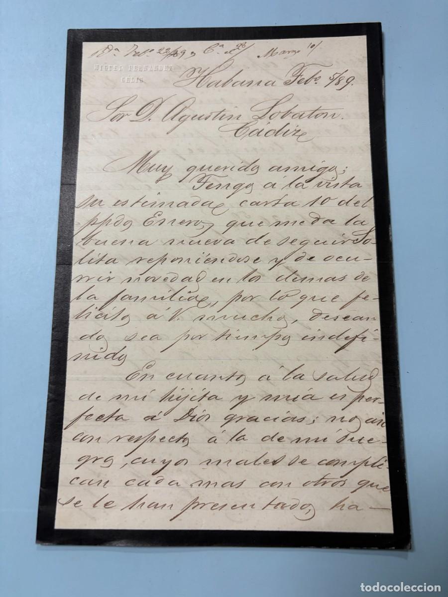 Manuscritos antiguos: CARTA DE MIGUEL FERNANDO SELIS A AGUST&Iacute;N LOBATON - HABANA-C&Aacute;DIZ, 1889
