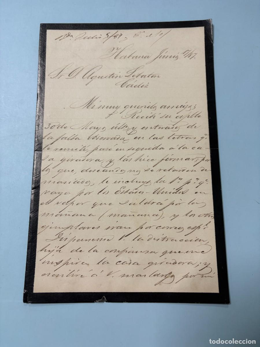Manuscritos antiguos: CARTA DE MIGUEL FERNANDO SELIS A AGUST&Iacute;N LOBATON - HABANA-C&Aacute;DIZ, 1889