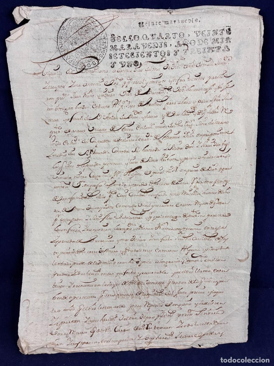 Manuscritos antiguos: Venta de tierra Caranceja 1731 Santillana Manuel Mel&eacute;ndez Vald&eacute;s Muy buen estado. Cantabria