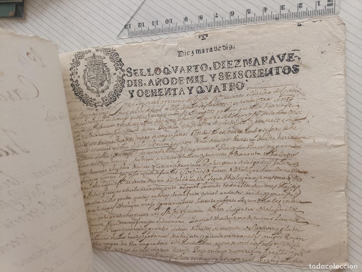 Manuscritos antiguos: Casa de Ayan, Triacastela, Galicia. Papel sellado fiscal 1684. Documento seccionado