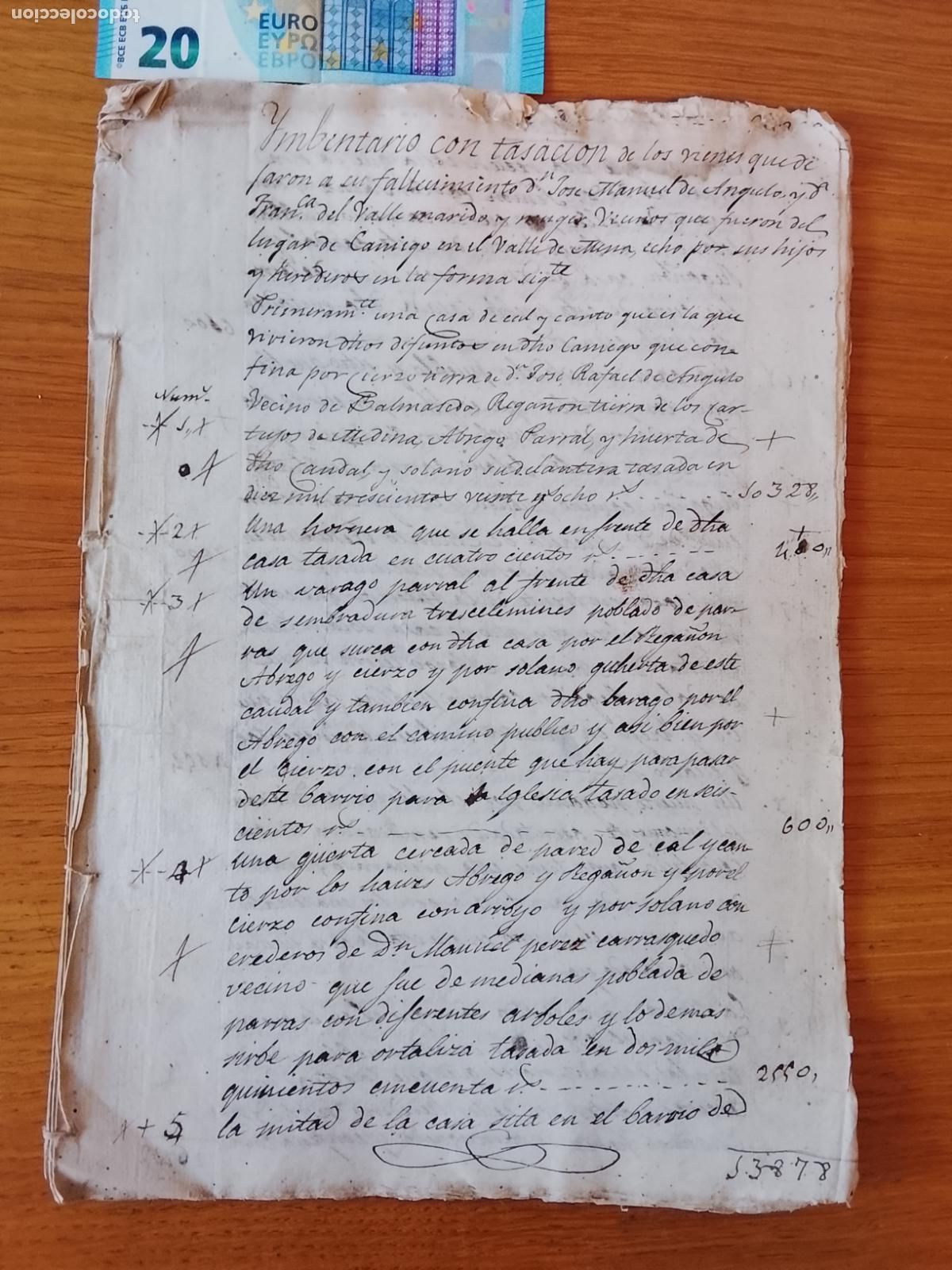 Manuscritos antiguos: Mamotreto. Jos&eacute; Manuel de Angulo y Francisca del Valle, inventario, Caniego, valle de Mena, Burgos