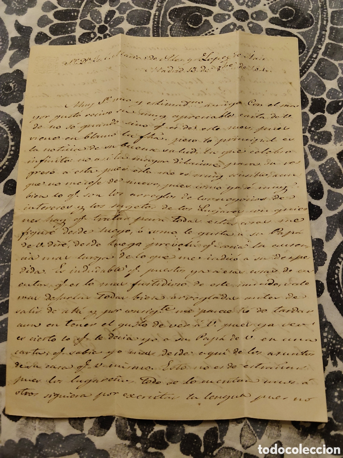 Manuscritos antiguos: Carta manuscrita Mar&iacute;a Luisa Borb&oacute;n a Jos&eacute; Mar&iacute;a de Al&oacute;s L&oacute;pez de haro