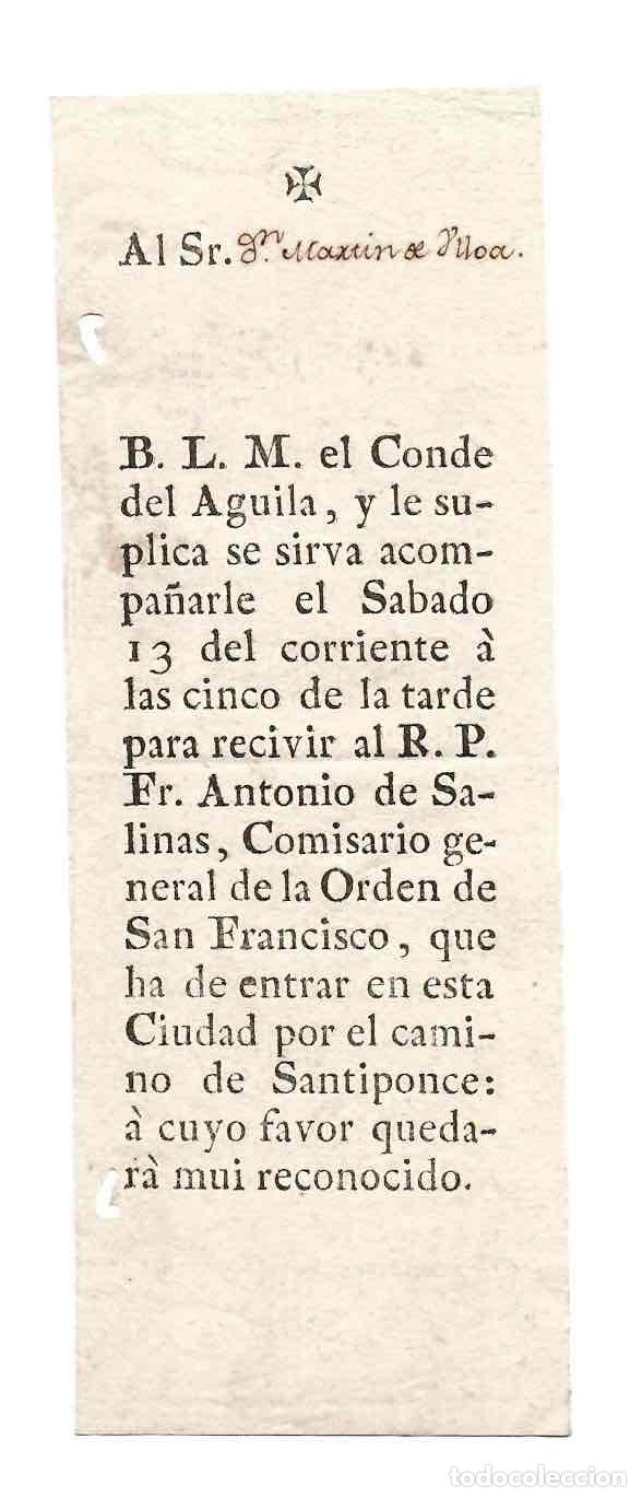 Manuscritos antiguos: INVITACION PARA RECIBIR AL SE&Ntilde;OR FR. ANTONIO DE SALINAS, COMISARIO ORDEN DE S. FRANCISCO. SEVILLA