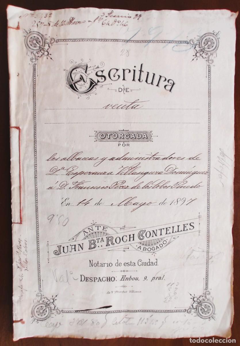 Manuscritos antiguos: VALENCIA A&Ntilde;O 1897 - SELLO 6&ordf; CLASE 10 PTAS Y (3) SELLO 13&ordf; CLASE 75 CENT. - HERENCIAS Y TIERRAS