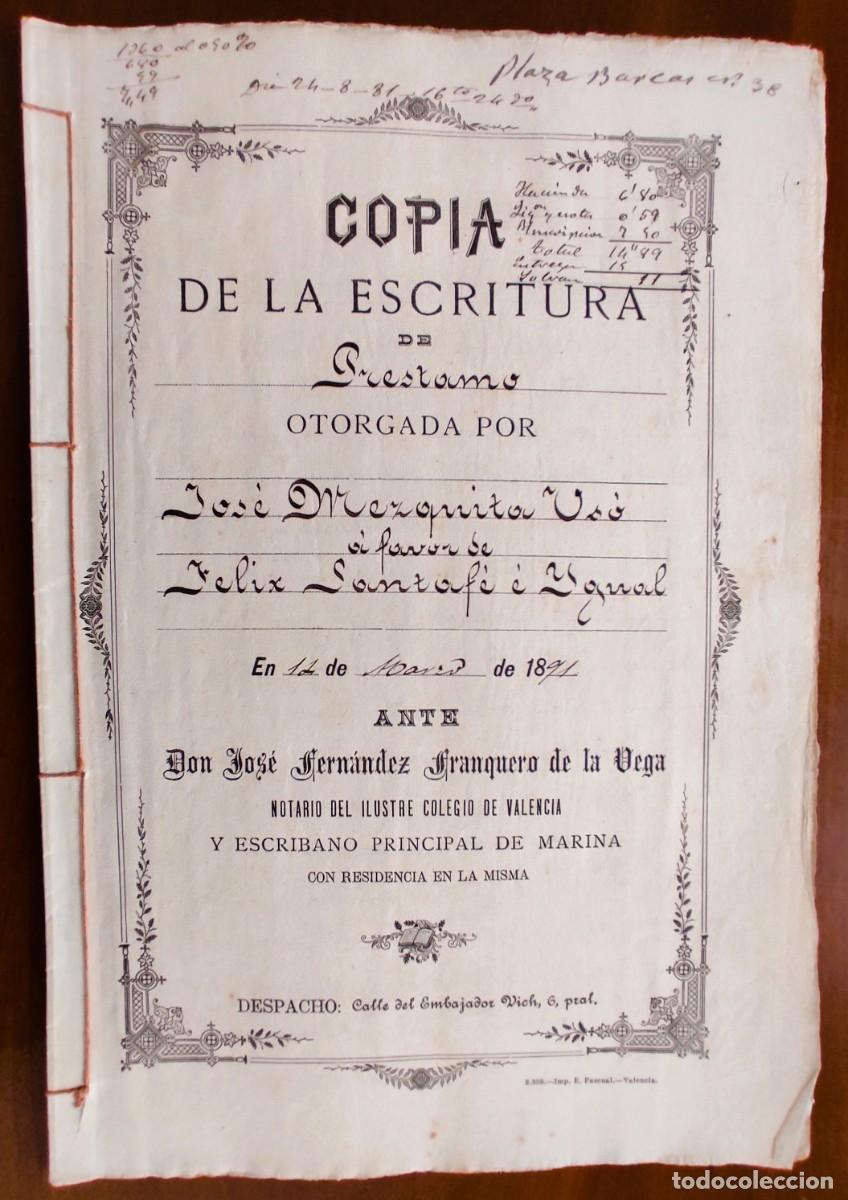 Manuscritos antiguos: VALENCIA A&Ntilde;O 1891 - SELLO 9&ordf; CLASE 3 PTAS Y SELLO 12&ordf; CLASE 75 CENT. - PRESTAMO