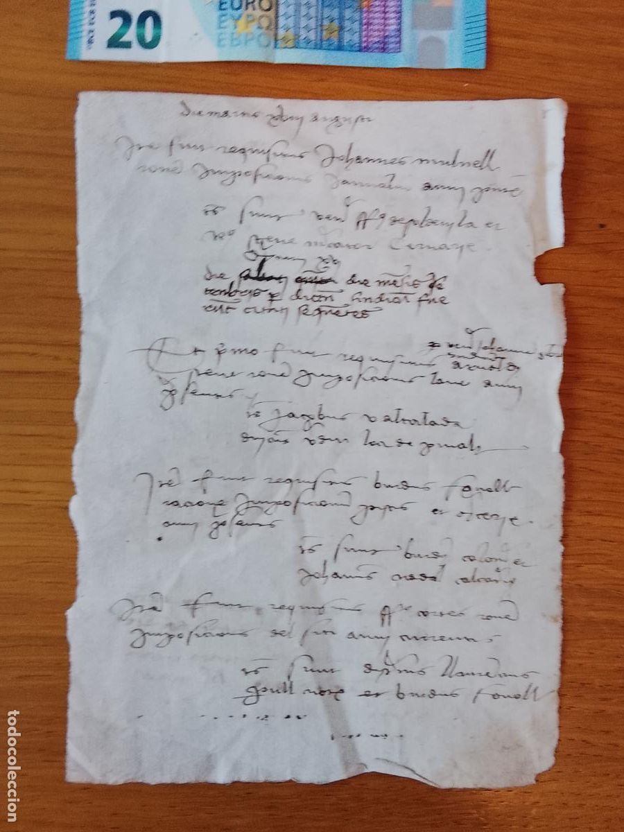 Manuscritos antiguos: Manuscrito del siglo XVI a dos caras, en lat&iacute;n