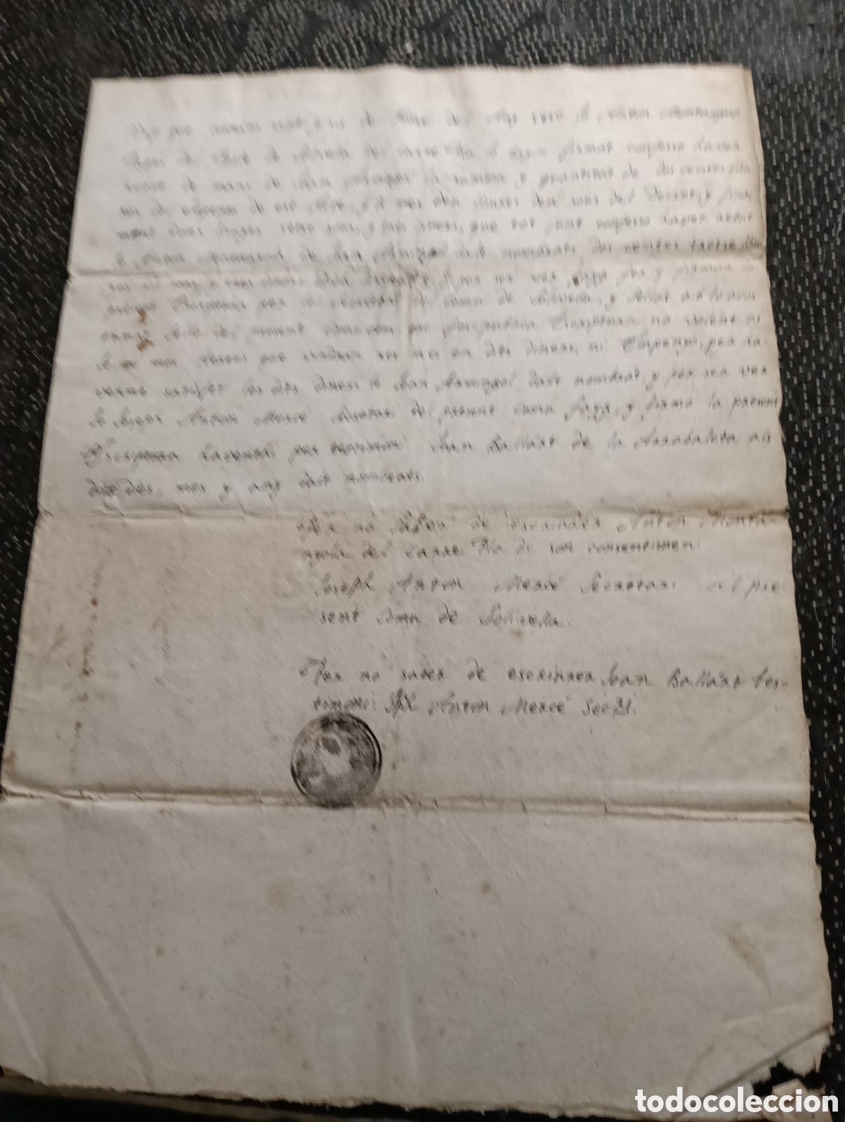 Manuscritos antiguos: Escritura del 26 de febrero de 1839 en Solo ella (Tarragona) Personas implicadas: Anton Montanya,