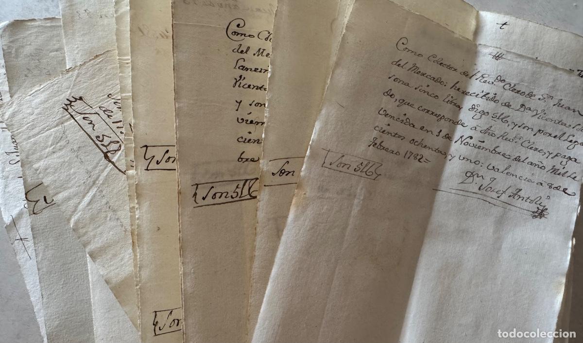 Manuscritos antiguos: 14 RECIBOS DE COBRO - CLERO SE SAN JUAN DEL MERCADO DE VALENCIA - SIGLO XVIII