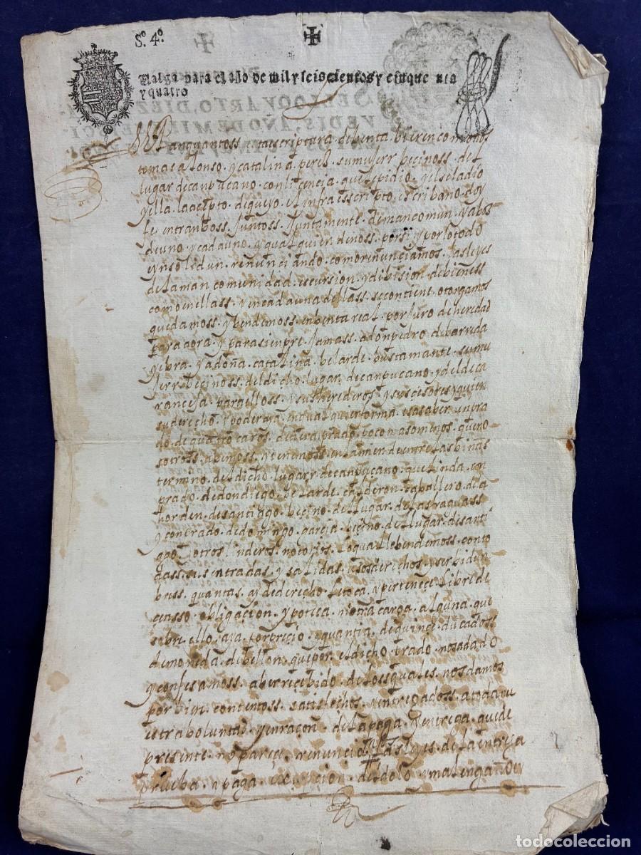 Manuscritos antiguos: Compraventa Pedro de Barreda Yebra 1654 Papel sellado Felipe IV Buen estado. Cantabria