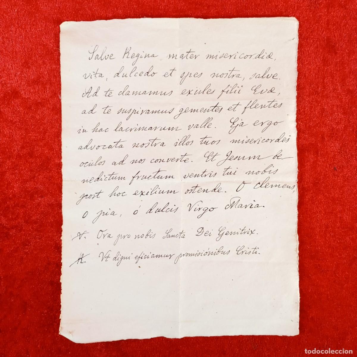 Manuscritos antiguos: MANUSCRITO - SALVE REGINA, MATER MISERICORDIA, VITA, DULCEDO ET SPES NOSTRA, SALVE - RAR&Iacute;SIMO / 764