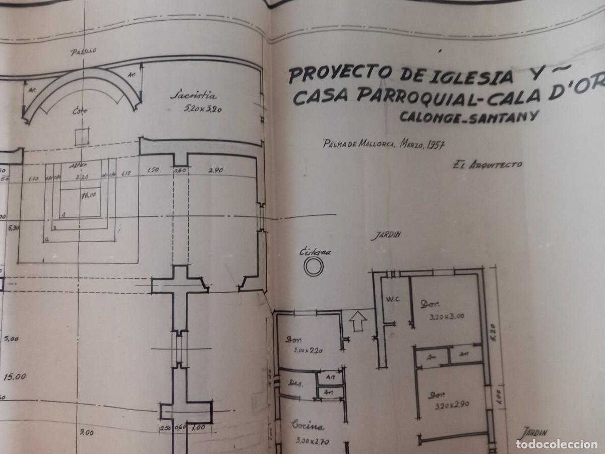 Manuscritos antiguos: Cala D&oacute;r. Picarol. Jos&eacute; Costa Ferrer. Plano original. Proyecto iglesia