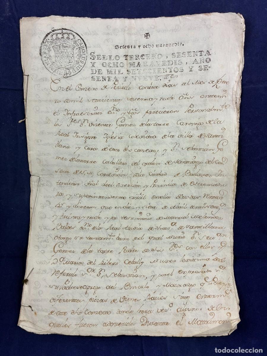 Manuscritos antiguos: Mayorazgo G&oacute;mez de la Torre - Vicente y Sebasti&aacute;n - 1769 - Casar de Periedo - Buen estado