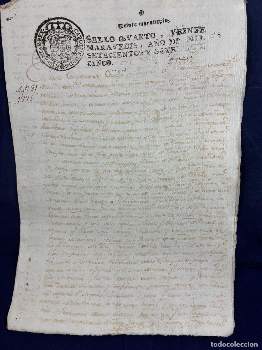 Manuscritos antiguos: Mayorazgo G&oacute;mez de la Torre 1775 Casar de Periedo Escritura manuscrita Buen estado