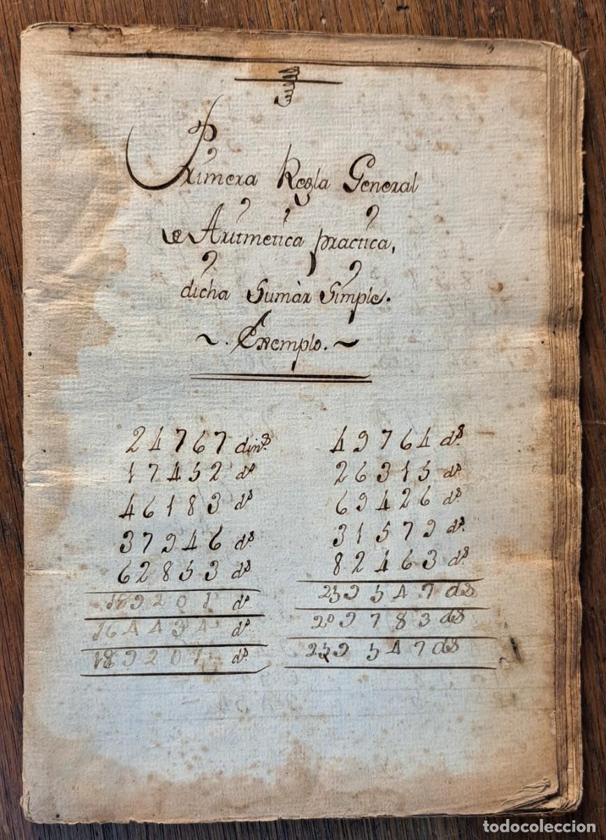 Manuscritos antiguos: Cuaderno manuscrito de aritm&eacute;tica pr&aacute;ctica &ndash; finales del siglo XVIII