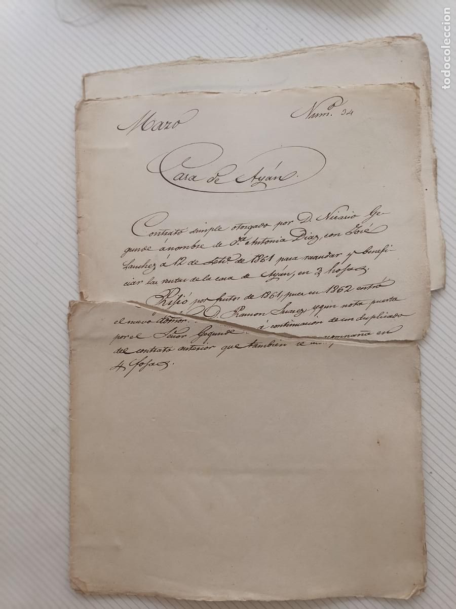 Manuscritos antiguos: Triacastela, Lugo, Galicia. Documento seccionado de 1862
