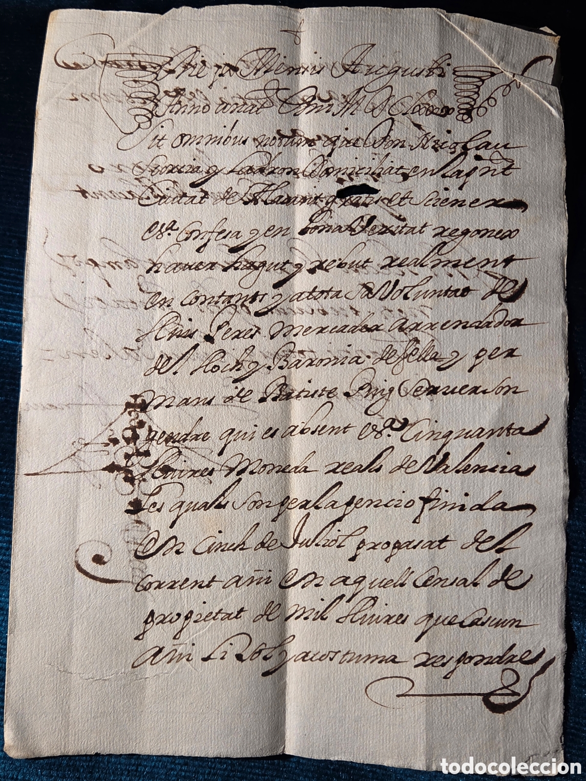 Manuscritos antigos: VALENCIA 1680 APOCA RECIBO EN VALENCIANO. MANUSCRITO
