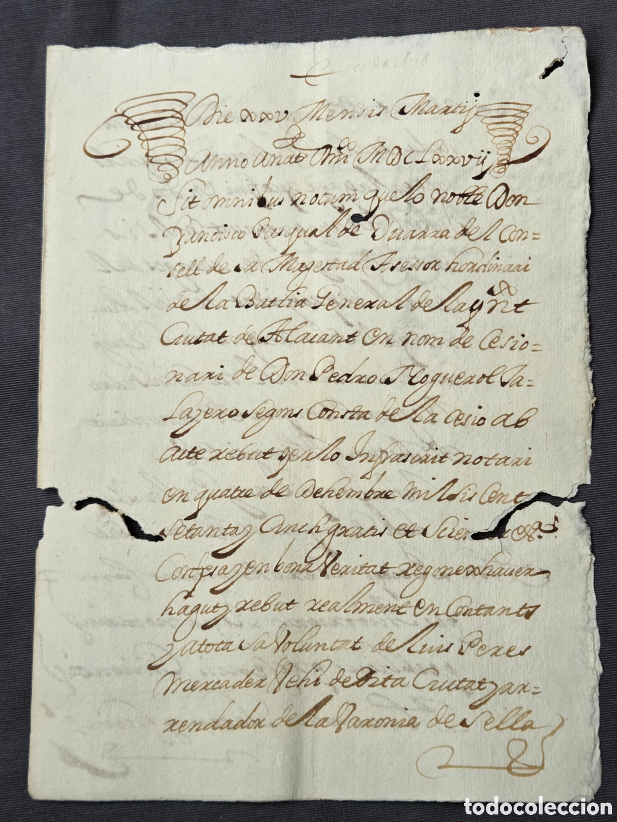 Manuscrits anciens: ALICANTE 1676 apoca Recibo en VALENCIANO