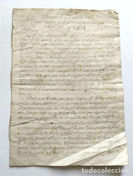 Manoscritti antichi: Serm&oacute;n de Concepci&oacute;n. Manuscrito del siglo XVIII.
