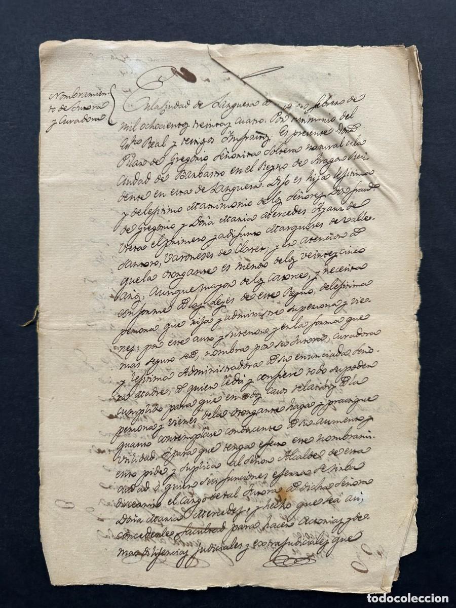 Ancient Manuscripts: A&Ntilde;O 1834 - TUTORIA DE PILAR DE GREGORIO - MARQU&Eacute;S DE VALLE SANTORO - BARON DE CLARET - SANGUESA