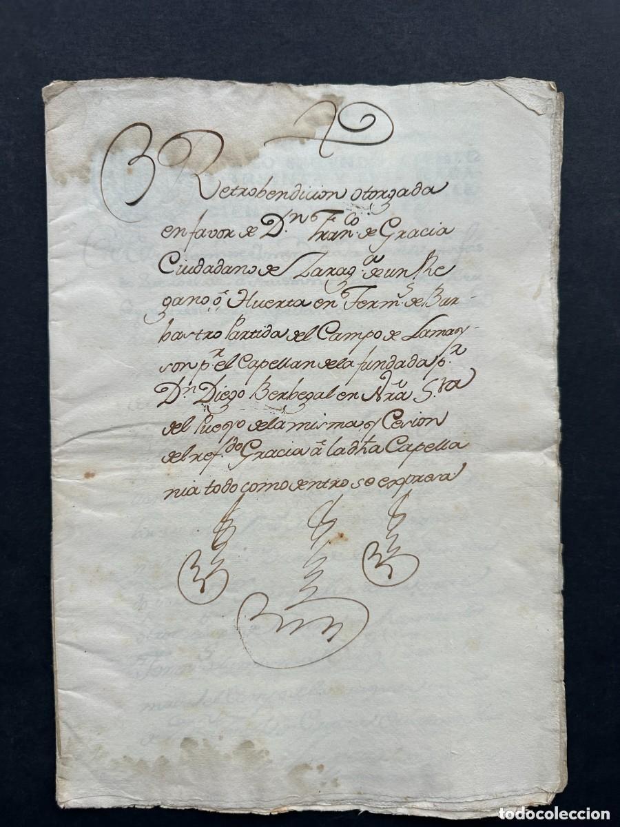 Ancient Manuscripts: a&ntilde;o 1770 - RETROBENDICION EN FAVOR DE FRANCISCO DE GRACIA - ZARAGOZA - BARBASTRO - EL PUEYO