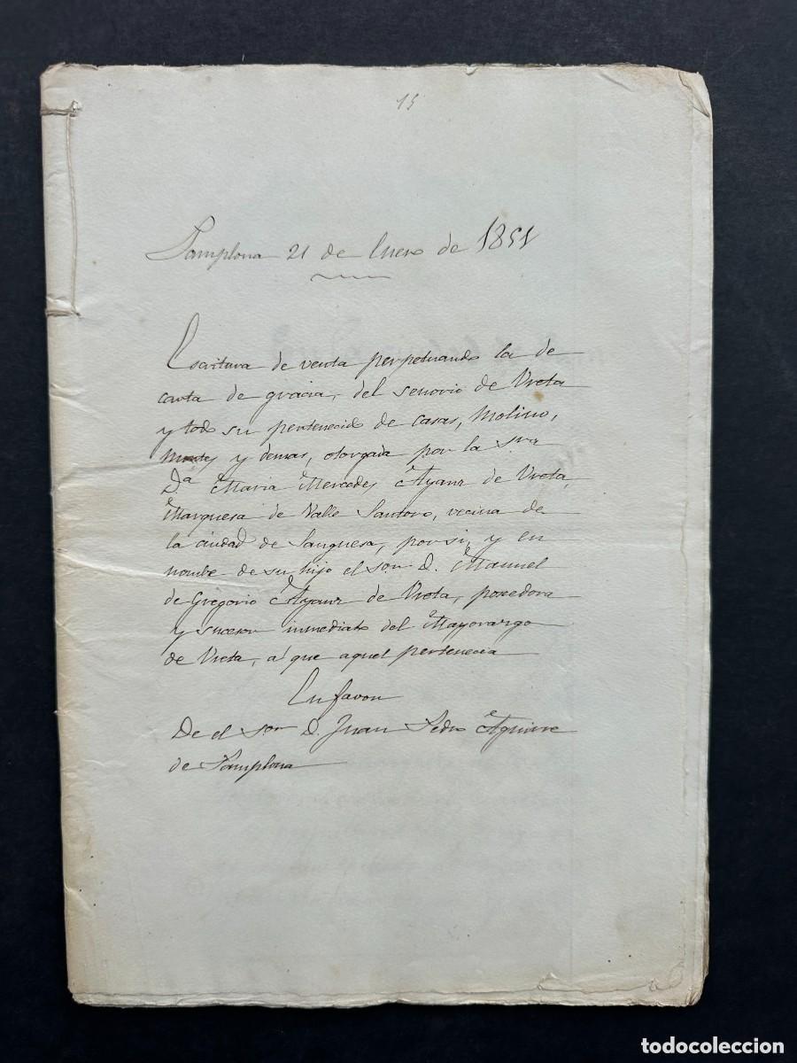 Ancient Manuscripts: a&ntilde;o 1851 - VENTA DEL SE&Ntilde;ORIO DE URETA Y TODO SU PERTENECIDO DE CASAS, MOLINO Y MONTES - SANG&Uuml;ESA -
