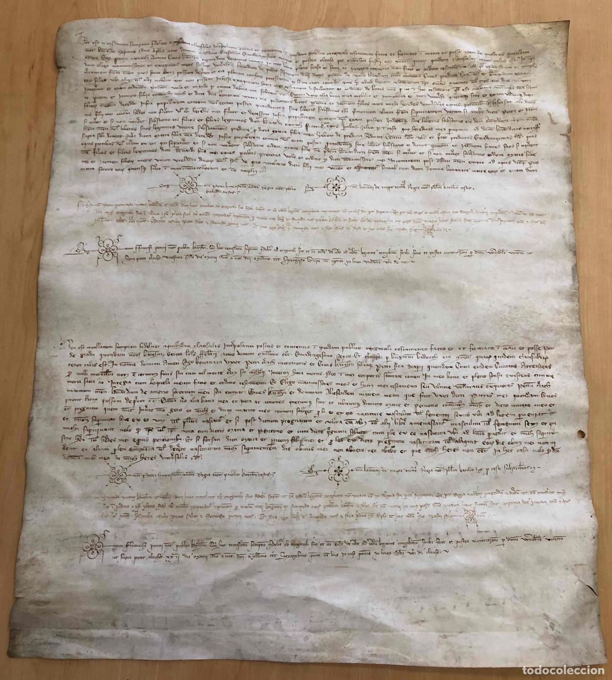 Manuscritos antiguos: DOCUMENTO NOTARIAL MEDIEVAL EN LATIN. TESTAMENTOS PROCEDENTES DE BARCELONA, 1346-1348